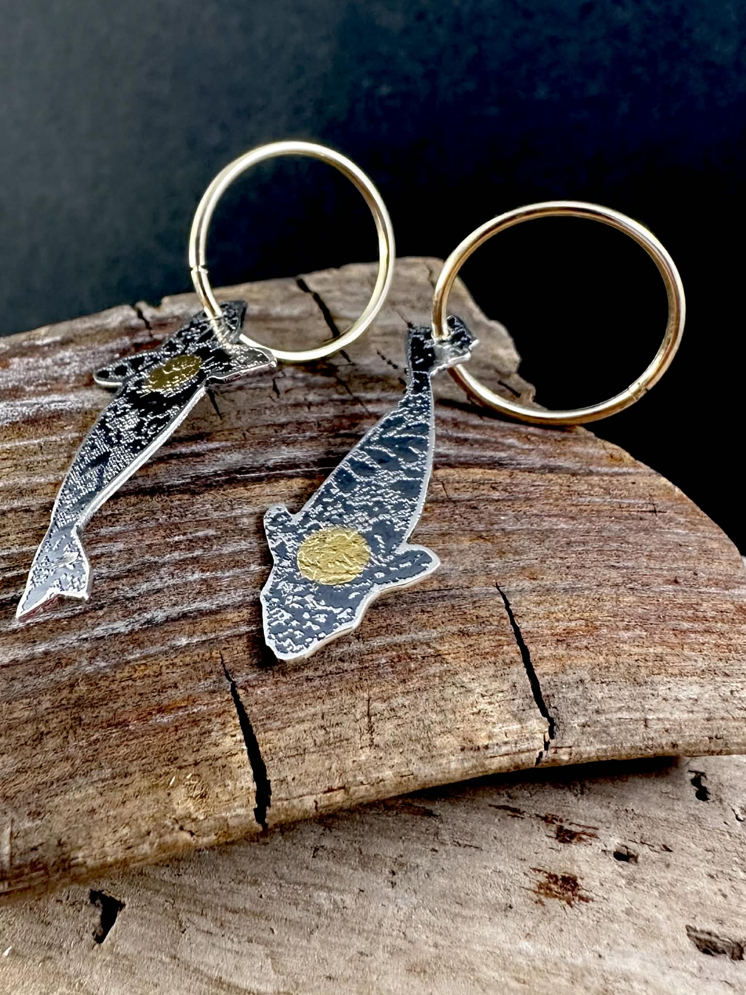 Carpes - Boucles d'oreilles sur anneaux 10 K
